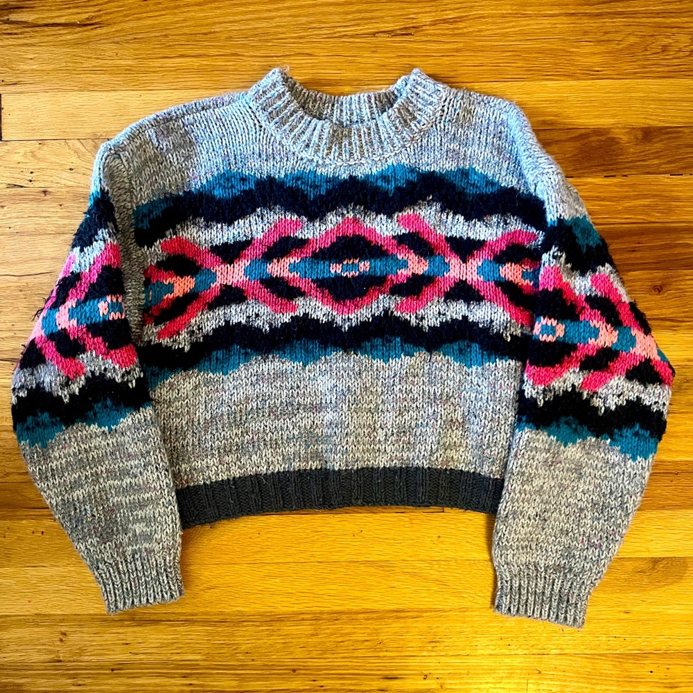 Free People ‘I Heart You’ Wool Blend Crop Sweater - Women’s Size Medium